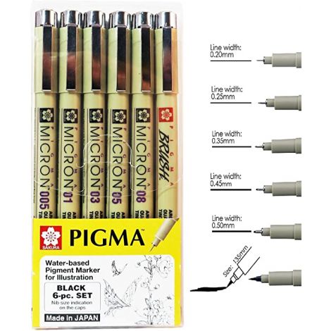 Set de dibujo Pigma x6